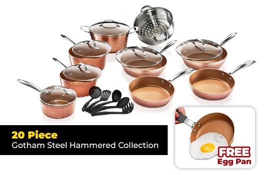 Gotham Steel Hammered Design Nonstick Aluminum Cookware Set, 10 pc
