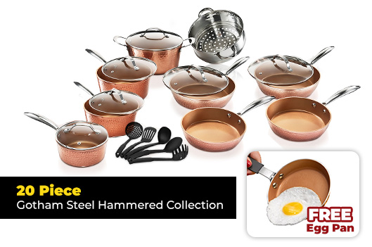 Gotham Steel™ Hammered Set - A LUXURIOUS, NEW DESIGN IN NON-STICK GOTHAM  STEEL COOKWARE!